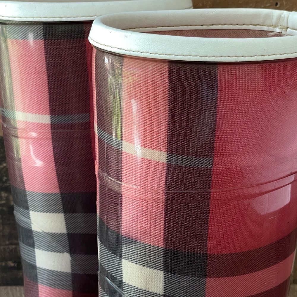 Burberry Nova Check Red Rain Boots Size 36/6 - Picture 10 of 13